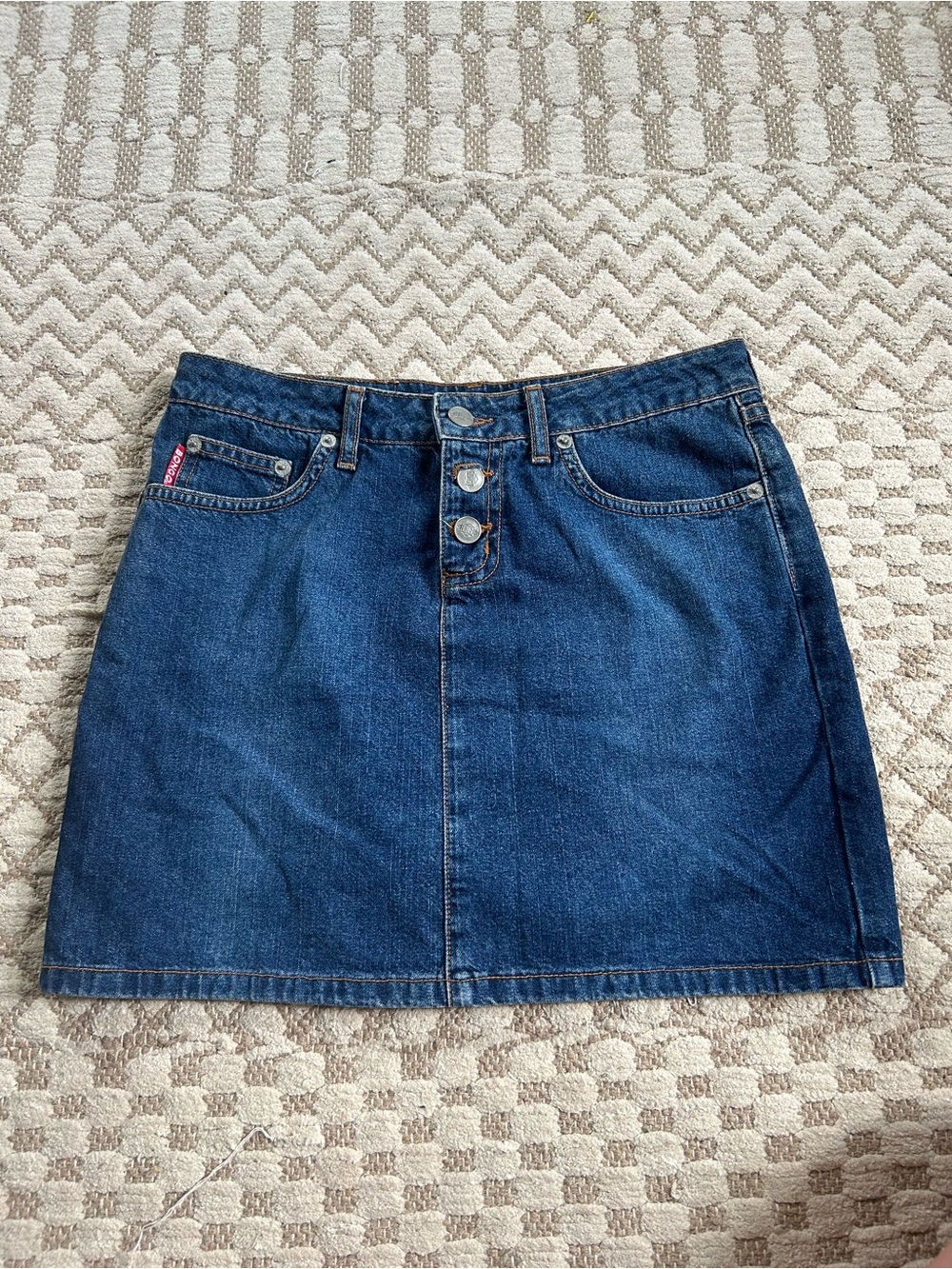 BONGO Dark Blue Denim Mini Skirt with Front Buttons